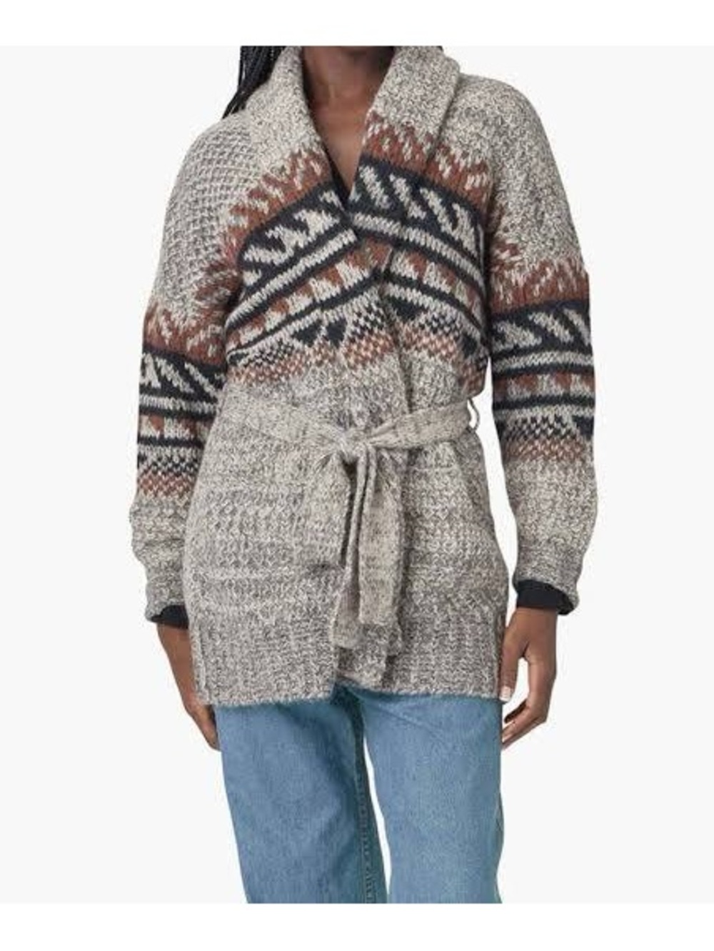 Xirena Fair Isle Belted Alpaca Wool Cardigan Size S